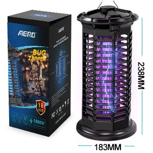 Aerb Lámpara Antimosquitos, LED Mosquito Lámpara Trampa, 10W de Luz UV, 1000V Potencia de Alto Voltaje, Matar Mosquitos, Moscas, Polillas, Hogar, para 400 sq ft