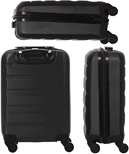 Aerolite ABS 55cm Maleta Equipaje de Mano Cabina rígida Ligera con 4 Ruedas (Negro + Vino)