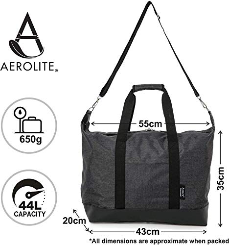 Aerolite Ryanair y Vueling 44L Tamaño Máximo 55x35x20cm Bolsa Ligero Equipaje de mano Maletas de Cabina (Negro)