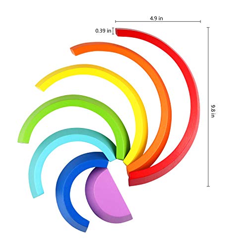 Afunti De Madera Arco Iris Apilado Juego Aprendizaje Juguete Geometría Bloques De Construcción Juguetes Educativos para Niños Bebé 7 Colores