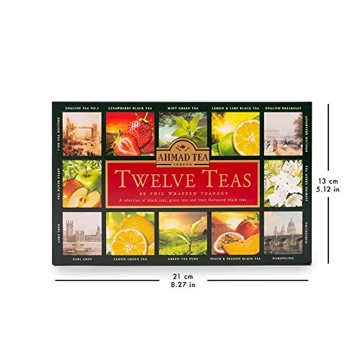 Ahmad Tea Twelves Teas (Pack of 1, Total 60 Enveloped Tea Bags)