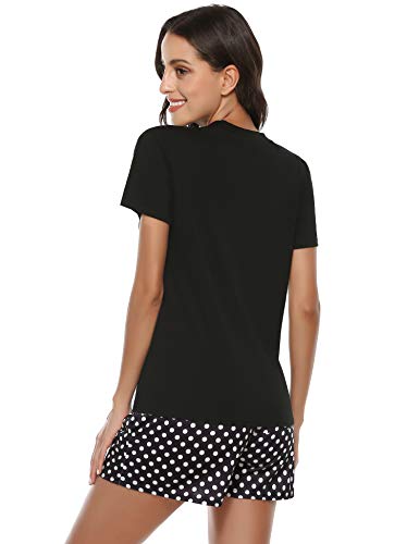 Aibrou Gato Pijama Verano Mujer Corto Algodón Suave Comodo Ligero y Agradable Ropa para Dormir Set