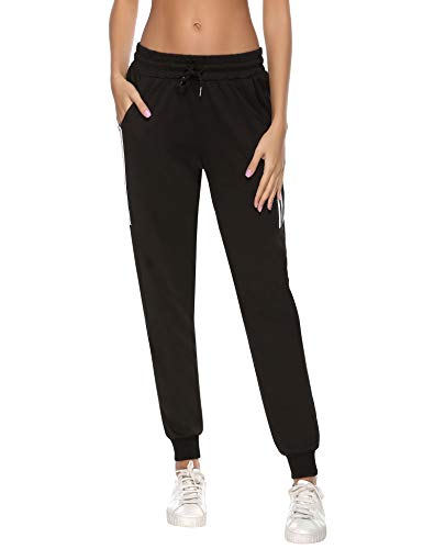 Aibrou Pantalones Chándal Raya Mujer Algodón Largos Pantalon para Deportivo Yoga Fitness Jogger Casual