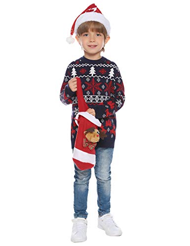 Aibrou Suéter de Navidad Familia Pullover de Punto Jerséis para Mujer Hombre Invierno Manga Larga Jersey Navideño para Niño Niña