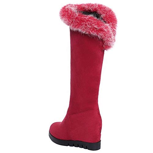 AicciAizzi Mujer Moda Tacon De Cuna Botas Largas Plataforma Sin Cordones Otono Invierno Rodilla Zapatos Red Size 38 Asian