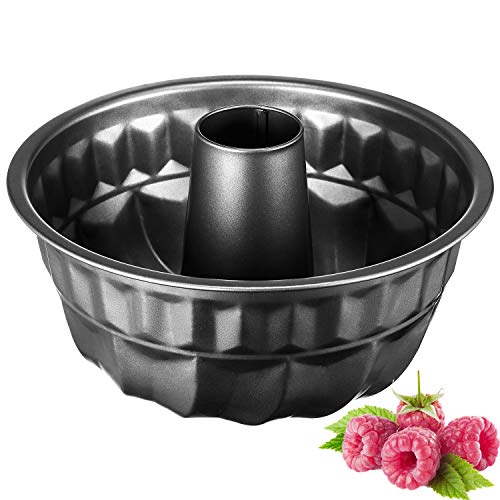 AICOOK Molde Savarin Ø22 cm, Acero con Revestimiento Antiadherente, Libre de BPA, Negro