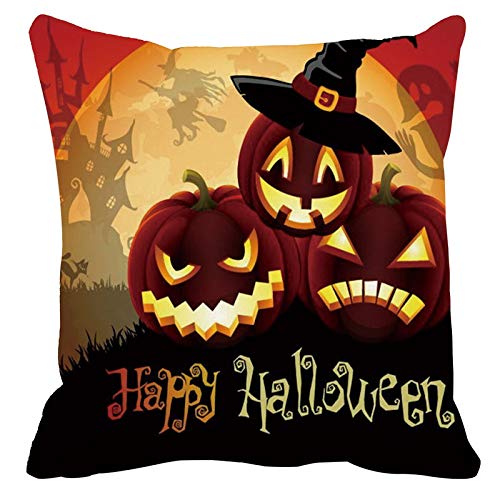 AINIYUE Funda de cojín de Calabaza Funda de Almohada de Halloween Nuevo Alice Dreams Funda de Almohada de Luna mágica Noche Wonderland Emerald Forest Witches 2 Piezas 45 * 45 cm Amarillo-6