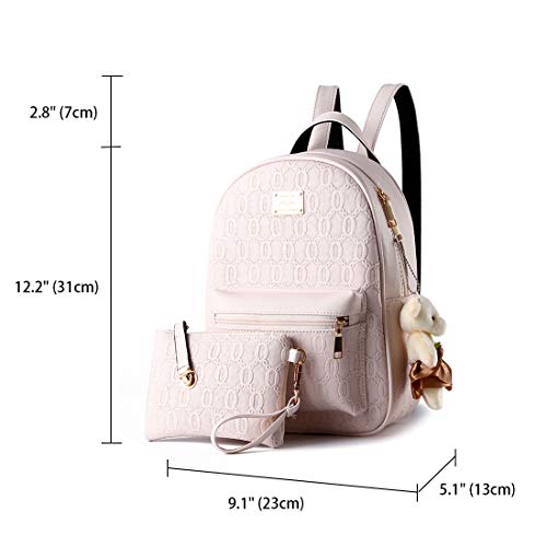 AINUOEY Mujer Bolsos Mochila Vestir Antirobo Pequeña Casual Bandolera Cuero Hombro Piel de PU Piszkosfehér