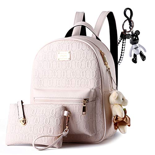 AINUOEY Mujer Bolsos Mochila Vestir Antirobo Pequeña Casual Bandolera Cuero Hombro Piel de PU Piszkosfehér