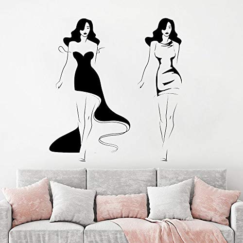 Ajcwhml Calcomanía de Pared de Moda para niñas y Mujeres, Pegatina de Vinilo Impermeable para peluquería, calcomanías de decoración para salón de Belleza 42x46cm