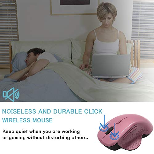 AKSEA Ratón Inalámbrico, Ergonómico para Mouse, 2.4 GHz con Mini Receptor USB, Wireless, 6 Botones, 1600DPI, Silencioso, 3 dpi Adjustables PC/Mac/Portátil (Púrpura)