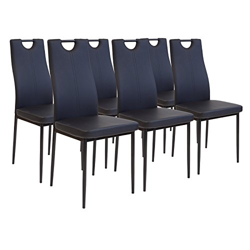 Albatros 2914 Salerno Set de 6 sillas de Comedor, Negro