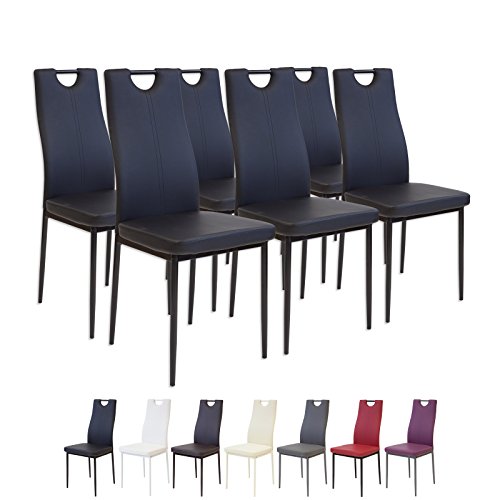 Albatros 2914 Salerno Set de 6 sillas de Comedor, Negro