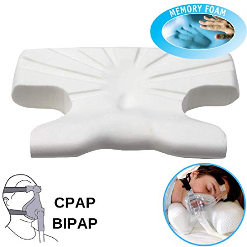 Almohada para el sueño con memoria de forma con Coolmax – Funda de almohada – Ortopédica/antironquidos, reduce la presión de la máscara durante el sueño