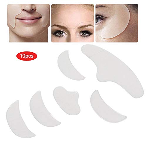 Almohadilla de parche antirrugas de silicona, parche de frente de la frente del ojo reutilizable 6Pcs, elevación de la piel, tratamiento y prevención de arrugas,