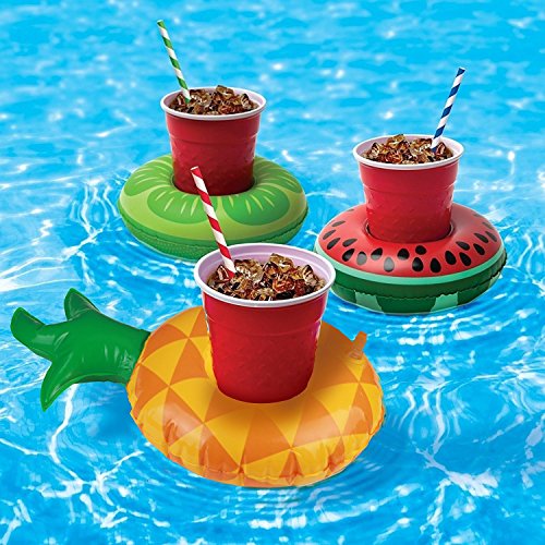 Amaza 15 Piezas Linda & Gran Flotabilidad Posavasos Flotadores Set con 1 Bomba de Aire Libre para Piscina Hot Tub Luau Party