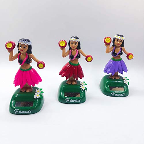 Amosfun Energía Solar Juguete de Muñeca Hawaiana Figura Oscilante de Bailarina Ornamento de Salpicadero Bailante Juguete Decorativo (Rojo)