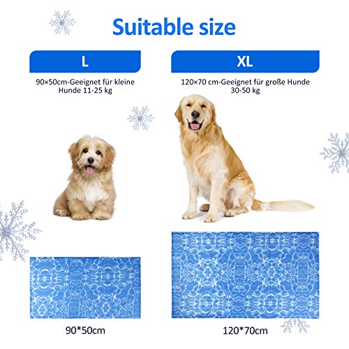 amzdeal Alfombrilla de Refrigeración para Perros - Alfombra Refrescante Resistente para Mascotas, No Tóxico & Plegable, Enfriamiento Automático, Manta Fresca para Cojín de Silla, XL (120 x 70 cm)