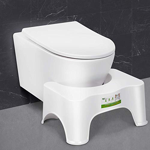 amzdeal Taburete para Inodoro, Taburete fisiológico de baño para niños y Adultos, Postura Saludable Recomendada por los médicos en el Inodoro | PP/Blanco (tamaño : 46x33x21)