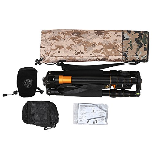 Andoer Q666 Trípode Completo Trípode Reflex Portátil 156cm para DSLR Cámara Canon Sony Nikon, Trípode 2-en-1 Monopod Photocamera Aleación de Aluminio con Cabeza de 360° Bola, Bolsa de Transporte