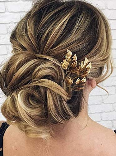 Anglacesmade - Horquillas para el pelo para novias, de hoja de oro y plata, horquilla en forma de rama, accesorios para el cabello de dama de honor, para mujeres y niñas