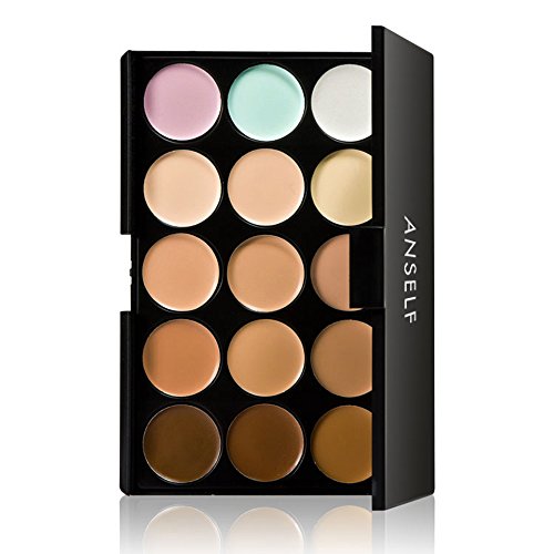 Anself 15 colores Paleta de correctores para cara ojos crema facial camuflaje de maquillaje cosmético de tono de la tierra