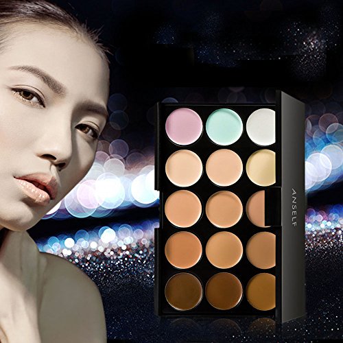 Anself 15 colores Paleta de correctores para cara ojos crema facial camuflaje de maquillaje cosmético de tono de la tierra