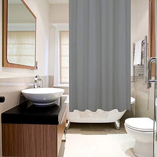 ANSIO Cortinas de Ducha, para baño, bañera, Impermeable, Resistente al Moho, Anti Moho y Impermeables 180 x 180 cm (71 x 71 Pulgada) | 100% Polyester - Gris Oscuro