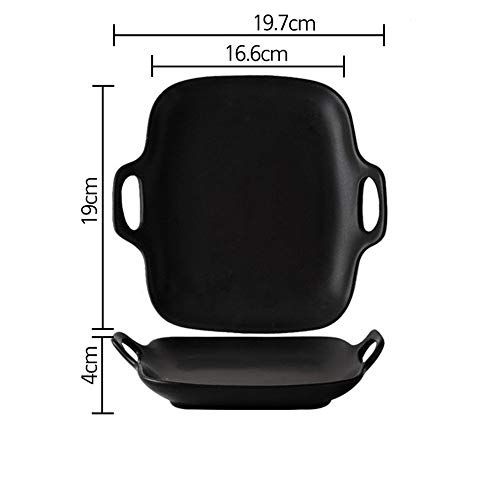 Antiadherente de gres 2 Simples Modernos Color sólido Mate Esmerilado binaural for Hornear de Ensalada de Fruta Placa Placa del Desayuno Cena de la Torta (Color : C, Size : 19.7x19x4cm)