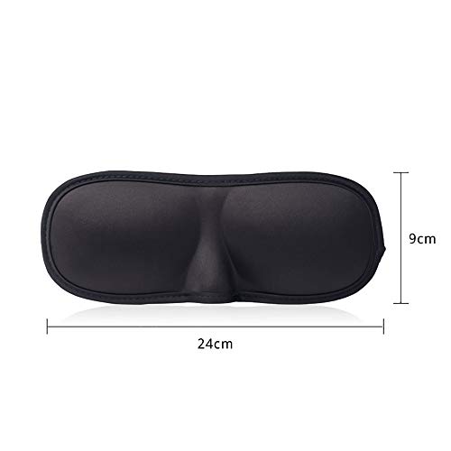 Antifaz para Dormir, Estéreo 3D, Protección para Los Ojos, Transpirable, Opaco, Color Sólido, Adecuado para Estudiantes, Negocios, Viajes, Siesta (con Tapones para Los Oídos) (Black)