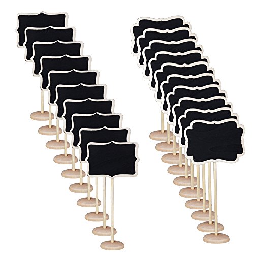 AONER 20 x Mini Pizarras Número de Mesa Tabla Señales de Tablero Signos de Mensajes para Boda Fiesta Navidad (20uds en 2 Estilos)