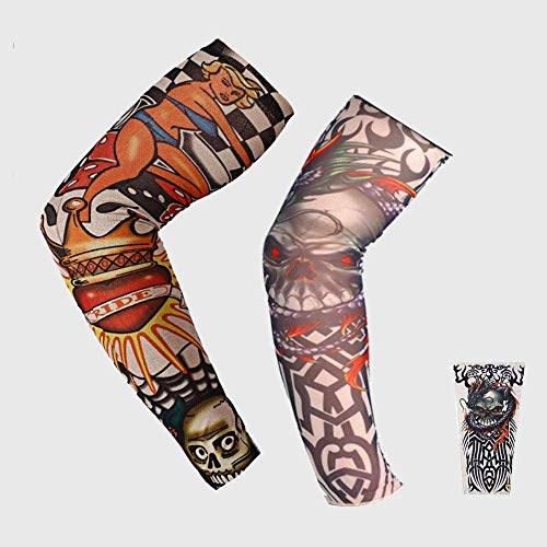 Aperil Hombres Punk Gothic Rocker Kit 70s 80s 90s Accesorios de Disfraces con Pantalones de Calaveras Llavero Pulsera de Cuero Guantes Punk Brazo Falso Tatuaje Manga Cubierta Hip-Hop Cintura