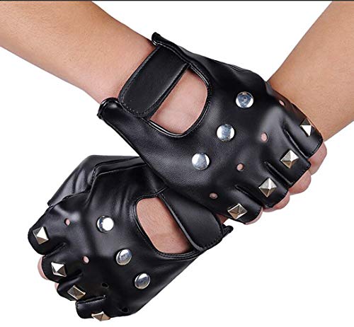 Aperil Hombres Punk Gothic Rocker Kit 70s 80s 90s Accesorios de Disfraces con Pantalones de Calaveras Llavero Pulsera de Cuero Guantes Punk Brazo Falso Tatuaje Manga Cubierta Hip-Hop Cintura