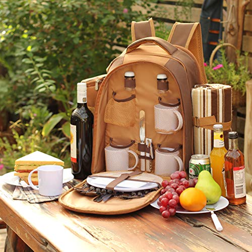 apollo walker Mochila de Picnic, para 4 Personas, Bolsa termica con vajilla y Mantel