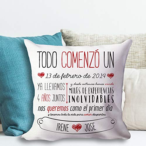 AR Regalos Cojín Personalizado con Fecha de Aniversario de Novios