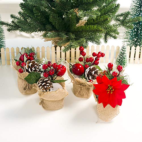 Árbol de Navidad en miniatura de con bayas decoración de cono de pino Adorno de mesa navideña Balight