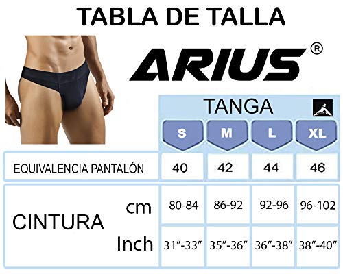 ARIUS Pack 2 Tangas Hombre Sexy (1 Negro y 1 Gris) - Tanga Caballero - Tanga Masculino - Tanga Hilo Hombres Sensual - String Hombre - g-String Caballero - Tanga Algodon Hombre (M)