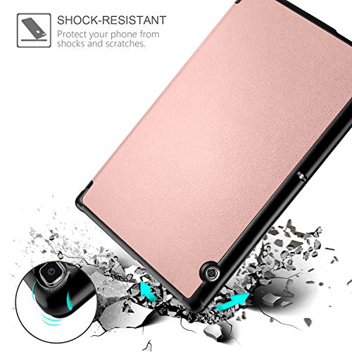 AROYI Funda para Huawei MediaPad T5 10 + Protector Pantalla, Carcasa Silicona Smart Cover Case con Soporte Función para Huawei MediaPad T5 10 10,1 2018 - Oro Rosa