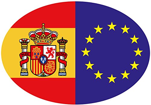 Artimagen Pegatina Bandera Oval España/UE con Escudo 80x60 mm.