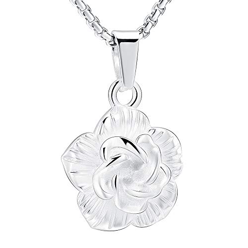 ASDWA Cremación Colgante,Joyería De Cremación, Colgante De Urna De Flores Pulidas De Plata, Medallón Conmemorativo para Cenizas, Collares para Mascotas, Regalo De Recuerdo Humano