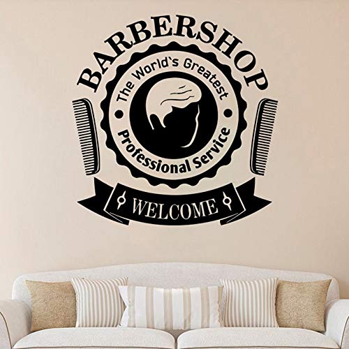 ASFGA Barbería Pared calcomanía Servicio Profesional Puerta Logo Ventana Vinilo Pegatina Caballero peluquería decoración de Interiores Papel Tapiz