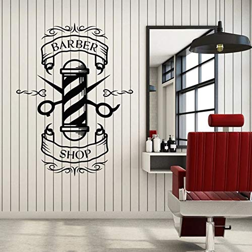 ASFGA Icono calcomanía de Pared Hombre Corte de Pelo Peinado Puerta y Ventana Pegatina de Vinilo barbería peluquería decoración de Interiores Papel Tapiz 74x96 cm