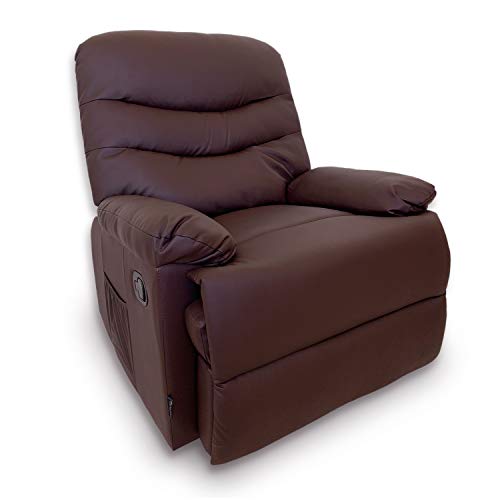 Astan Hogar Sillón Relax Con Reclinación Manual, Masaje Y Termoterapia. Modelo Roma AH-AR30200CH, CHOCOLATE,