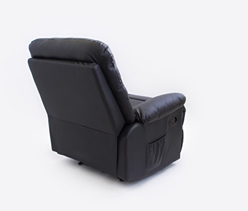 Astan Hogar Sillón Relax con Reclinación Manual, Masaje Y Termoterapia. Modelo Roma AH-AR30200NG, Negro,