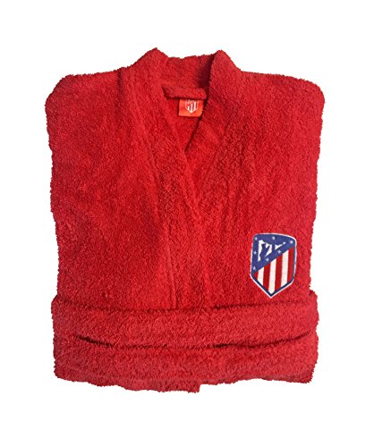 Atlético de Madrid Albornoz Oficial del Club - Algodón Rizo Americano Color Rojo Talla S