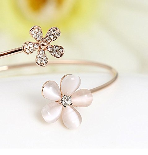 Atommy Pulseras de mujer de plata joyería de margarita fresca brazalete de apertura de ojo de gato joyas de diamantes de imitación