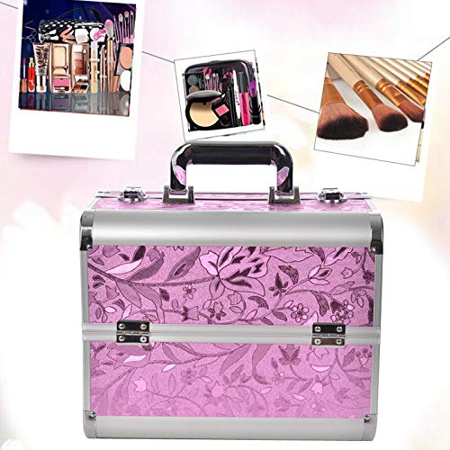 AUFUN Beauty Case Maletín para Maquillaje con 2 Cerraduras Estuche de Aluminio 320 * 210 * 260mm, Estuche de Cosméticos - 17L, Rosa