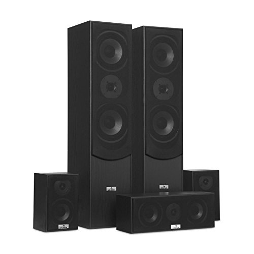 auna Juego de Altavoces de Sonido Envolvente - Cine en casa , Home Cinema , Caja reflectora de Bajos , 335 W RMS , Potencia máxima de 1150 W , Montaje en Pared , 5 Altavoces , Negro