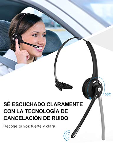 Auriculares Bluetooth de Diadema Inalámbrico con Micrófono, 13 Horas de Conversación de Calidad, Mpow Auriculares Manos Libres con Cancelación de Ruido para Telefono Fijo Skype VoIP Recepcionista