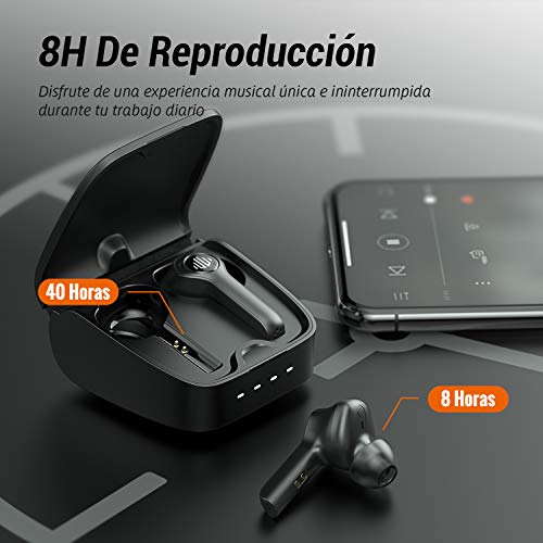 Auriculares inalámbricos Bluetooth ENACFIRE G20 de IPX 8, 8 Horas Permanente de reproducción, Doble micrófonos, cancelación del Ruido CVC8.0, Ligero, Control táctil, Audio sin pérdidas de Apt-X Libre